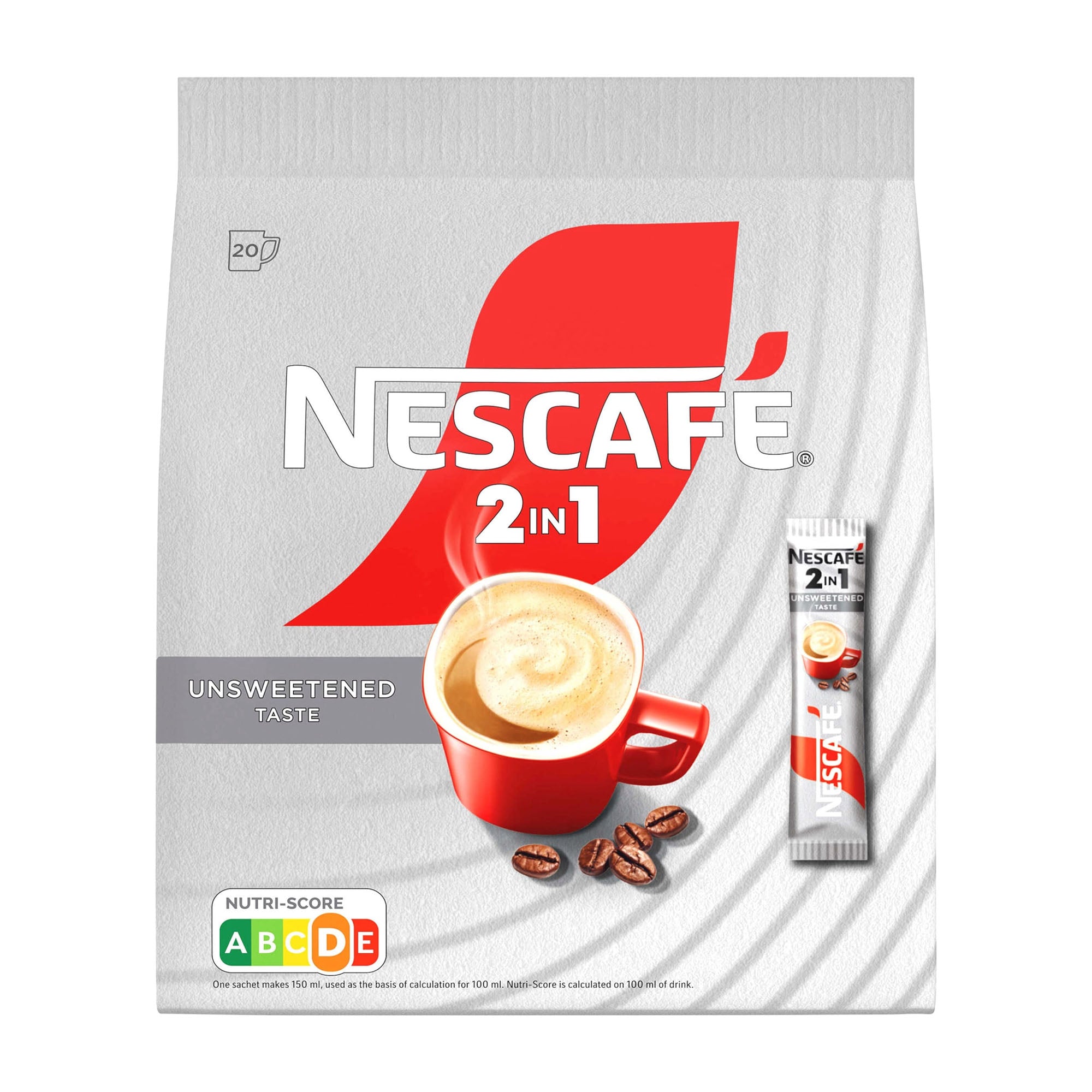 Nescafe 2in1 coffee package on a white background