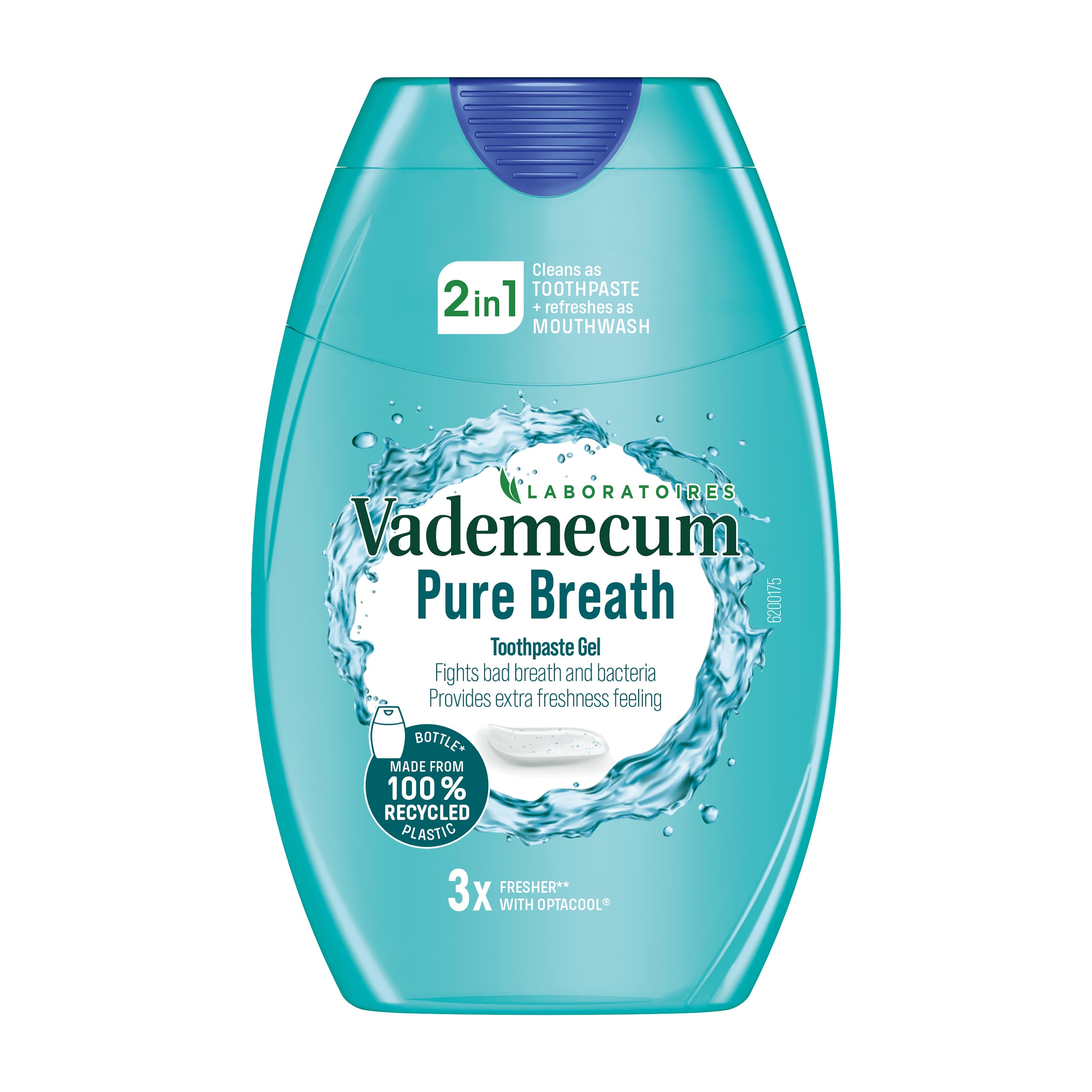 Vademecum Pure Breath 2in1 toothpaste gel bottle on a white background