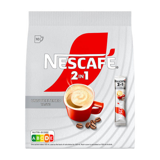 Nescafe 2in1 ungesüßter Instantkaffee, 10 Stück