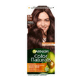 A box of Garnier Color Naturals permanent hair color in shade 3.23 Dark Chocolate, featuring an image of a woman with dark chocolate brown hair.