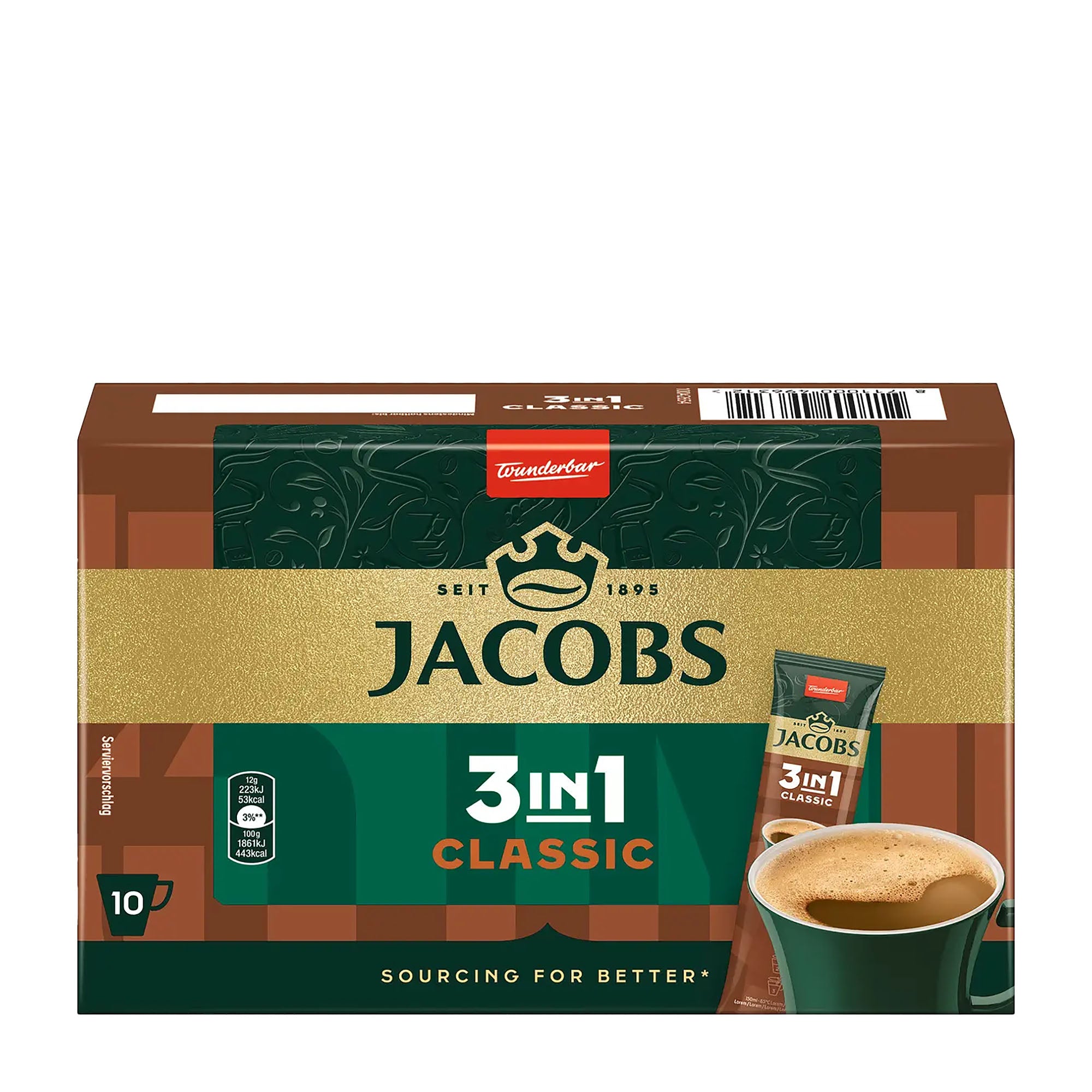 Packaging of Jacobs 3in1 Classic coffee on a white background