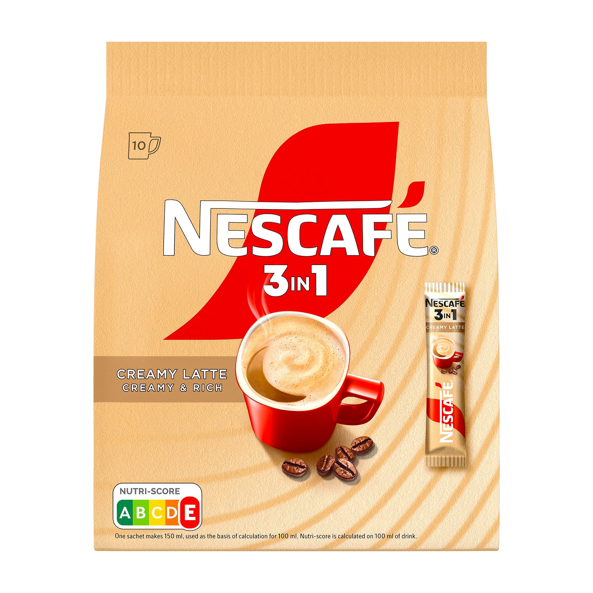 Nescafé Café instantané 3 en 1 Creamy Latte, 10 unités