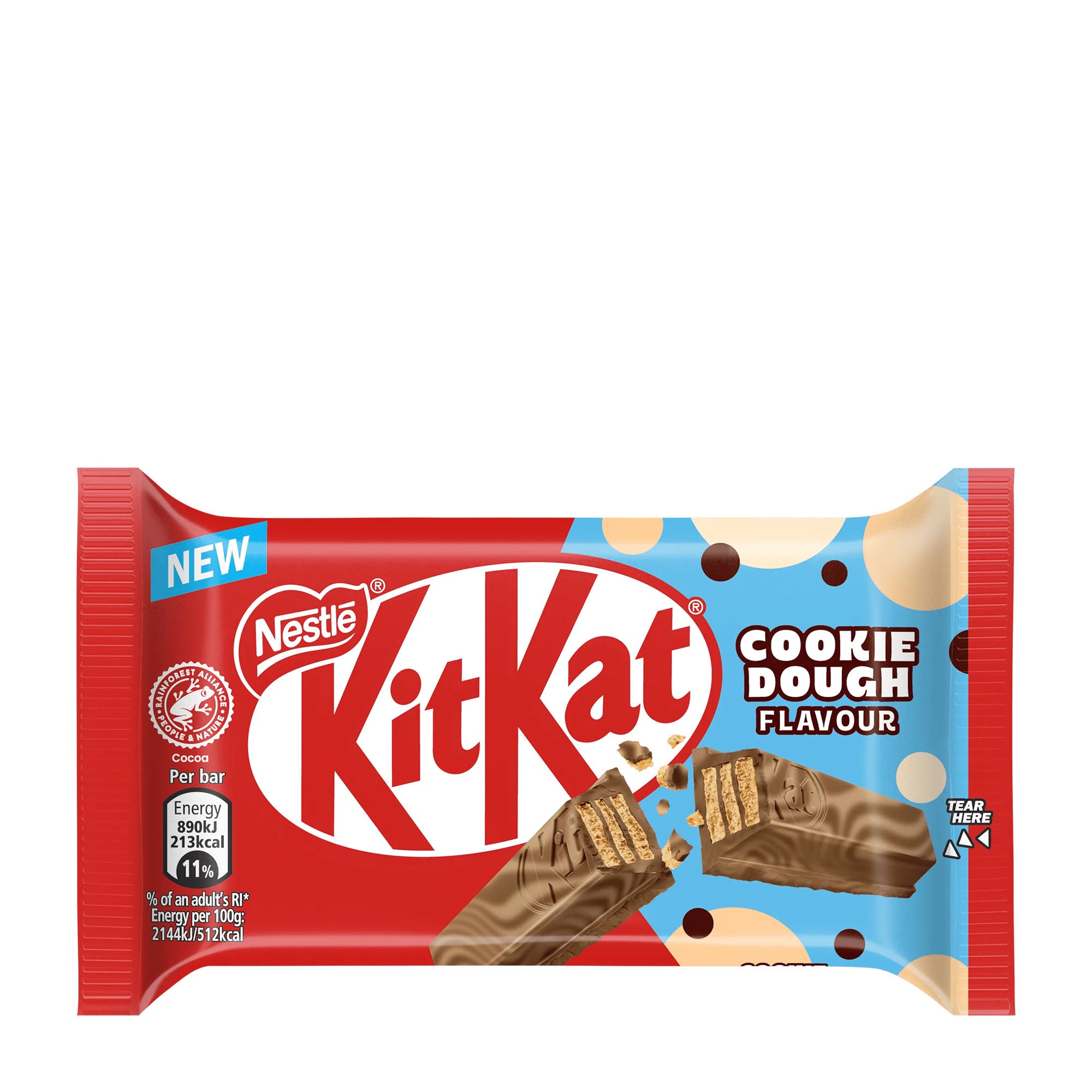 Kit Kat Cookie Dough flavor packaging on a white background