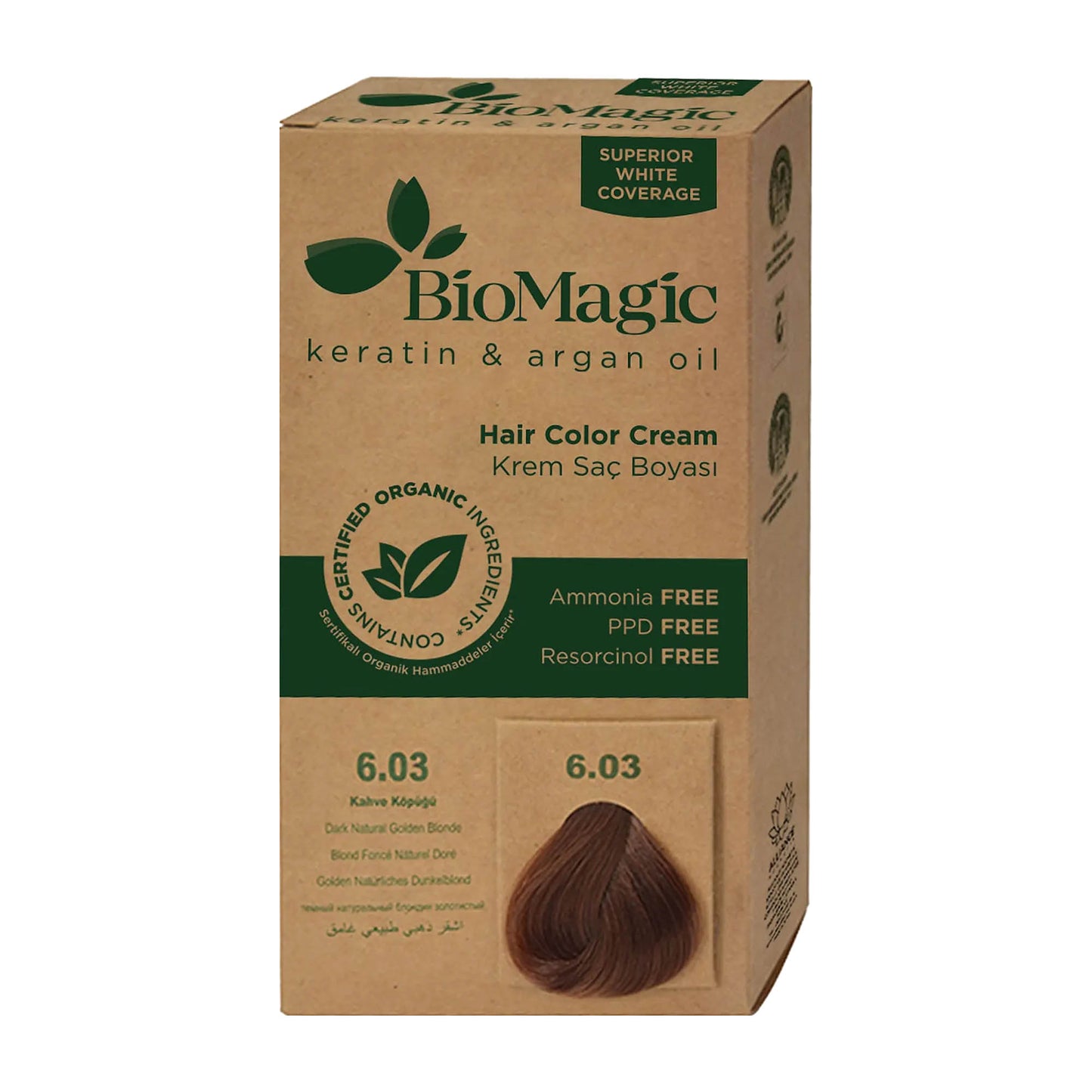 Biomagic 6.03 Dunkel-Natur-Goldblond permanente Haarfarbe Creme