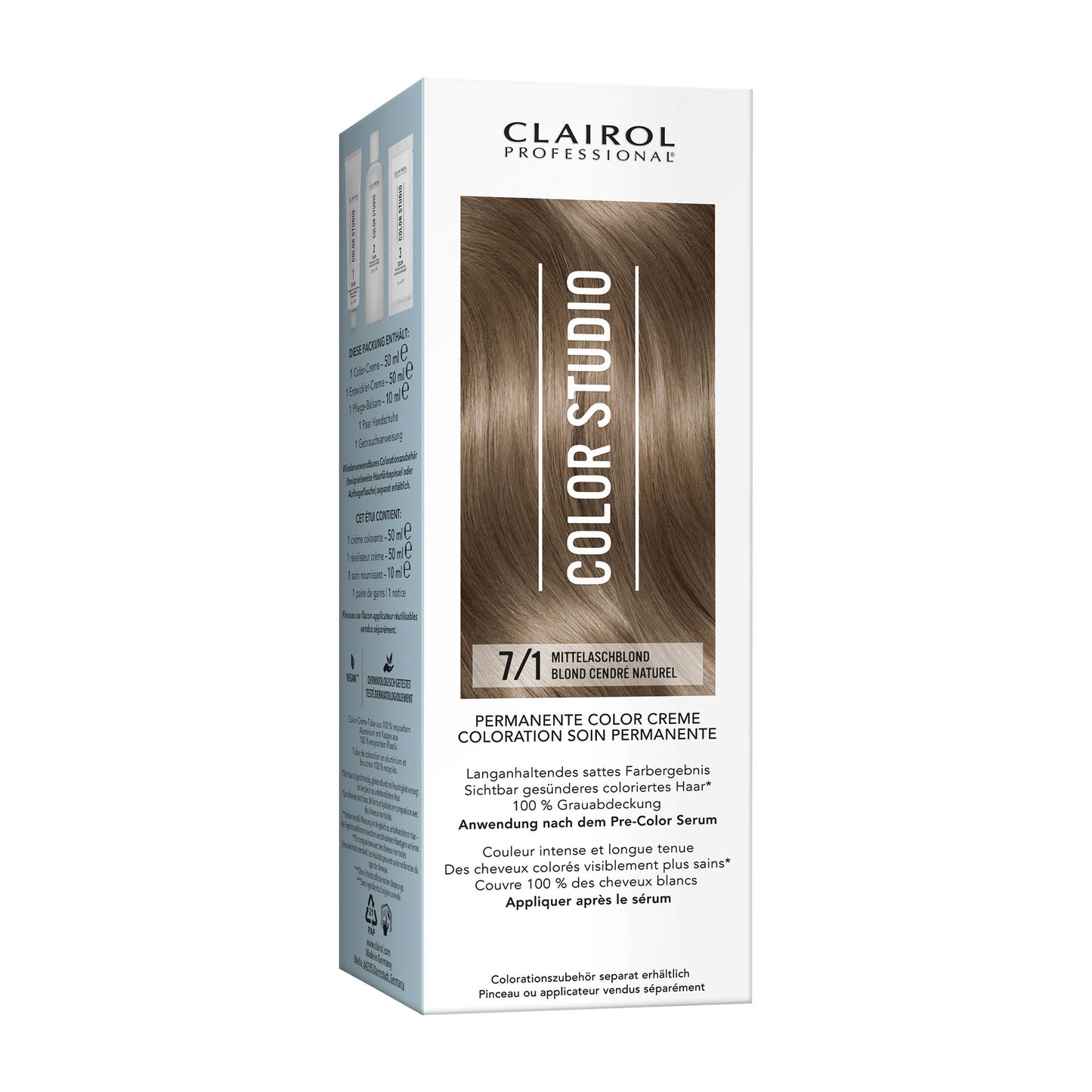 Clairol Professional Color Studio 7/1 Mittel Aschblond Haarfarbe