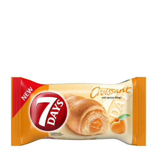 7 Days croissant with apricot filling packaging on a white background