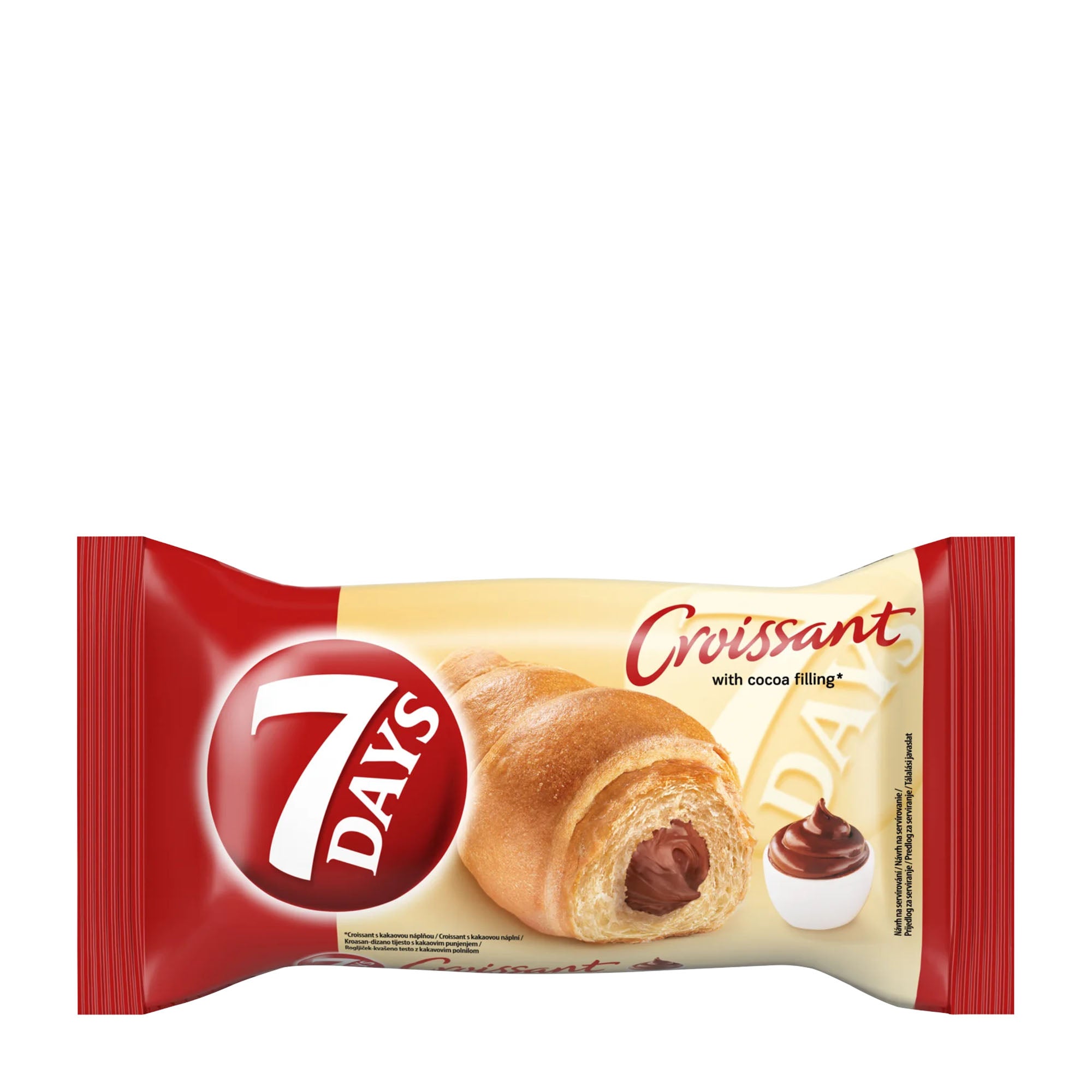 7 Days croissant with cocoa filling packaging on a white background