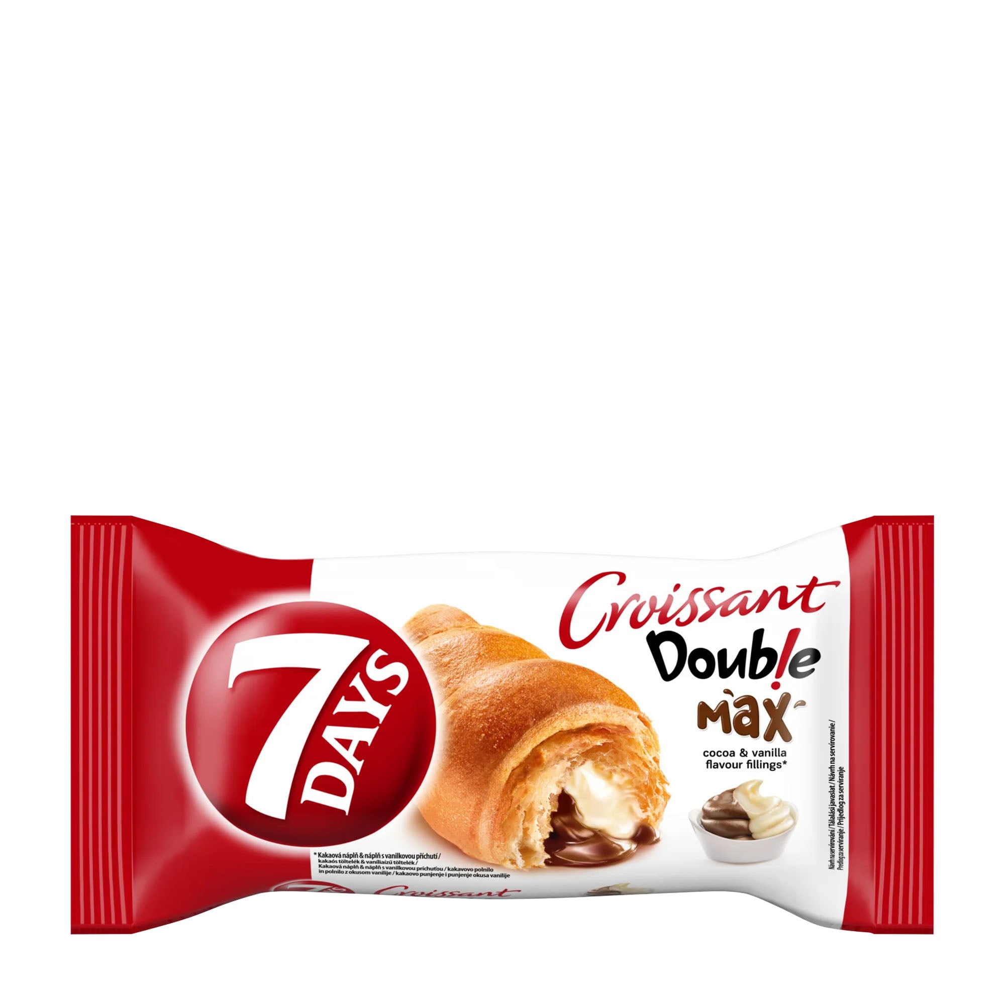 7 Days Croissant Double Max Cocoa & Vanilla packaging on a white background