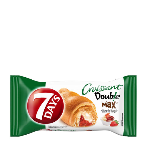 7 Days Croissant Double Max Vanilla & Strawberry packaging on a white background