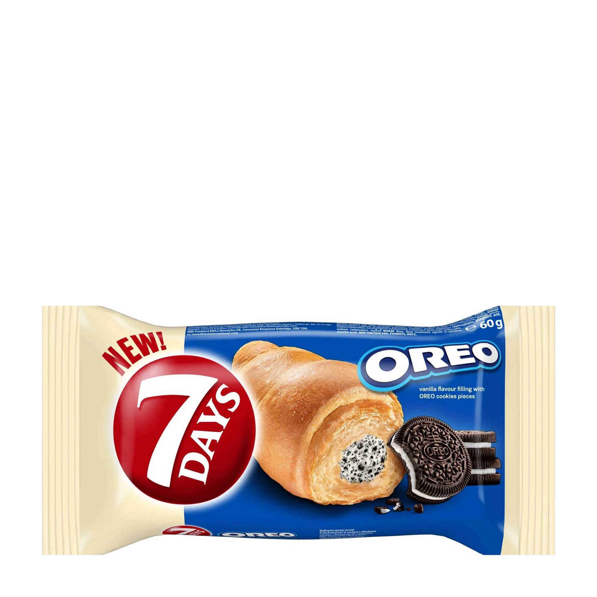 7days Oreo croissant packaging on a white background