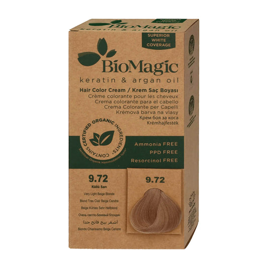 Biomagic 9.72 Very Light Beige Blonde permanent hair color cream