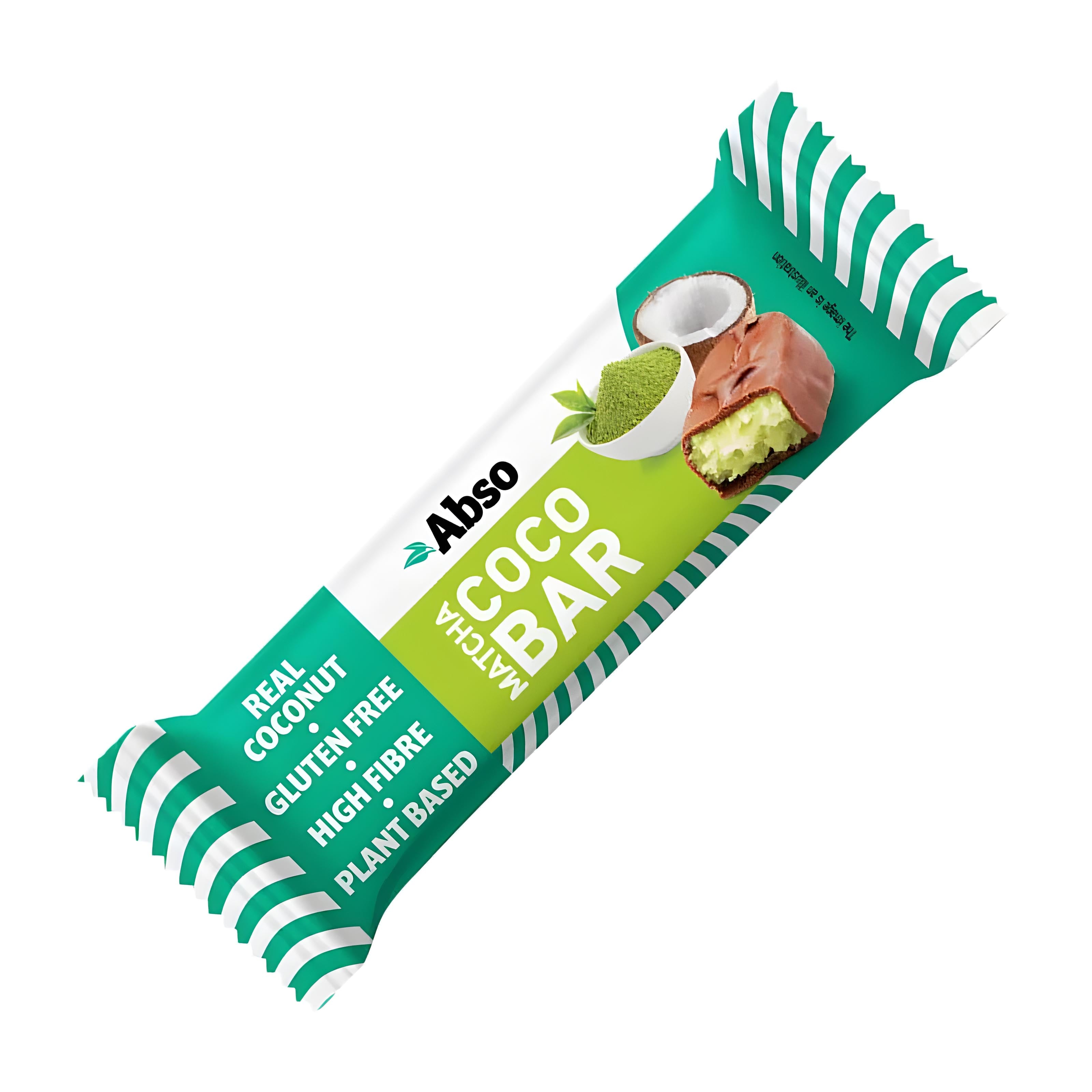 Abso Matcha Coco Bar packaging on a white background.