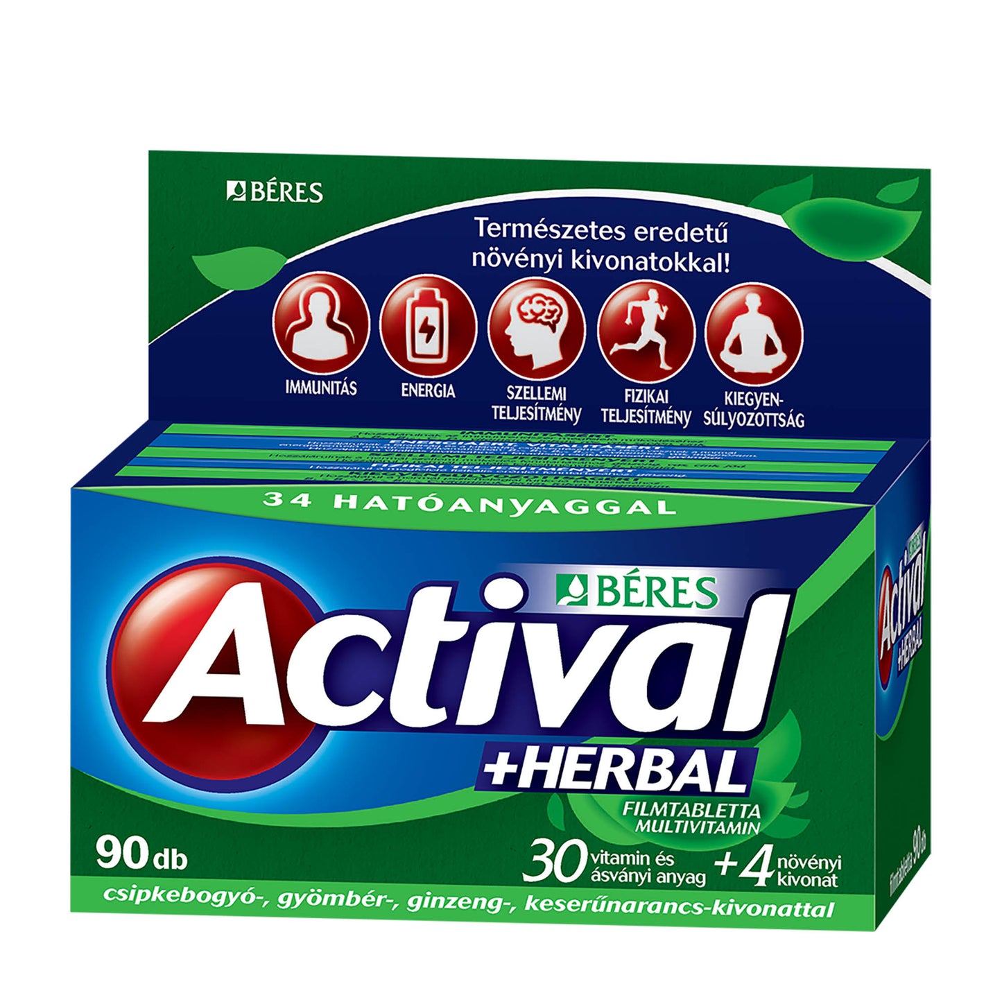 Beres Actival +Herbal daily multivitamin film-coated tablets, 90 Count