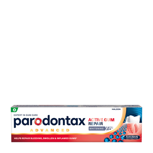Parodontax Active Gum Repair Whitening toothpaste tube on a white background