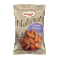 A package of Mogyi Natural raw almonds, with a graphical representation of almonds on the front.