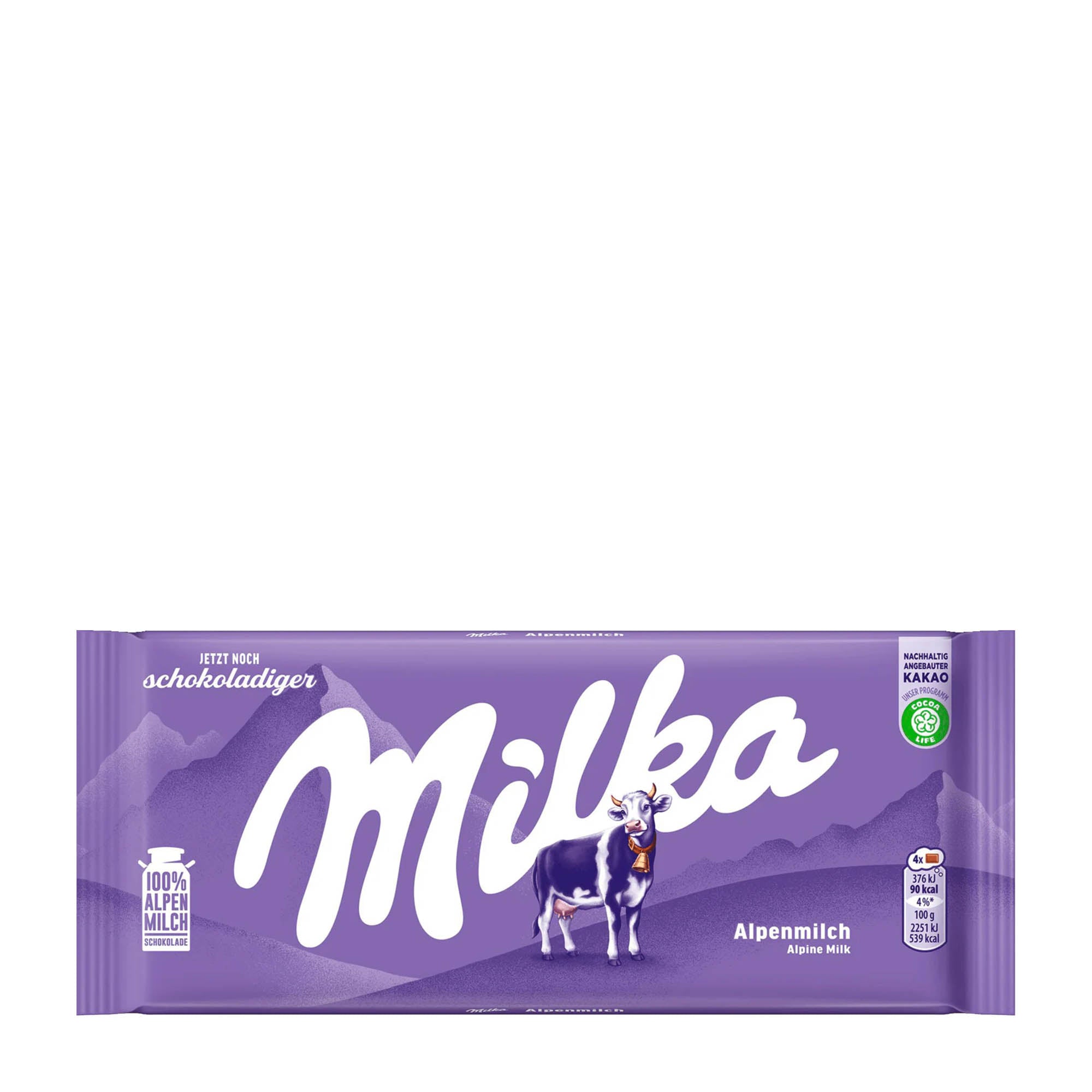 Milka Alpine milk chocolate bar, 90 g