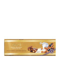 A bar of Lindt Swiss Premium Raisin Hazelnut milk chocolate, with images of whole hazelnuts and raisins on the packaging, indicating the flavor.