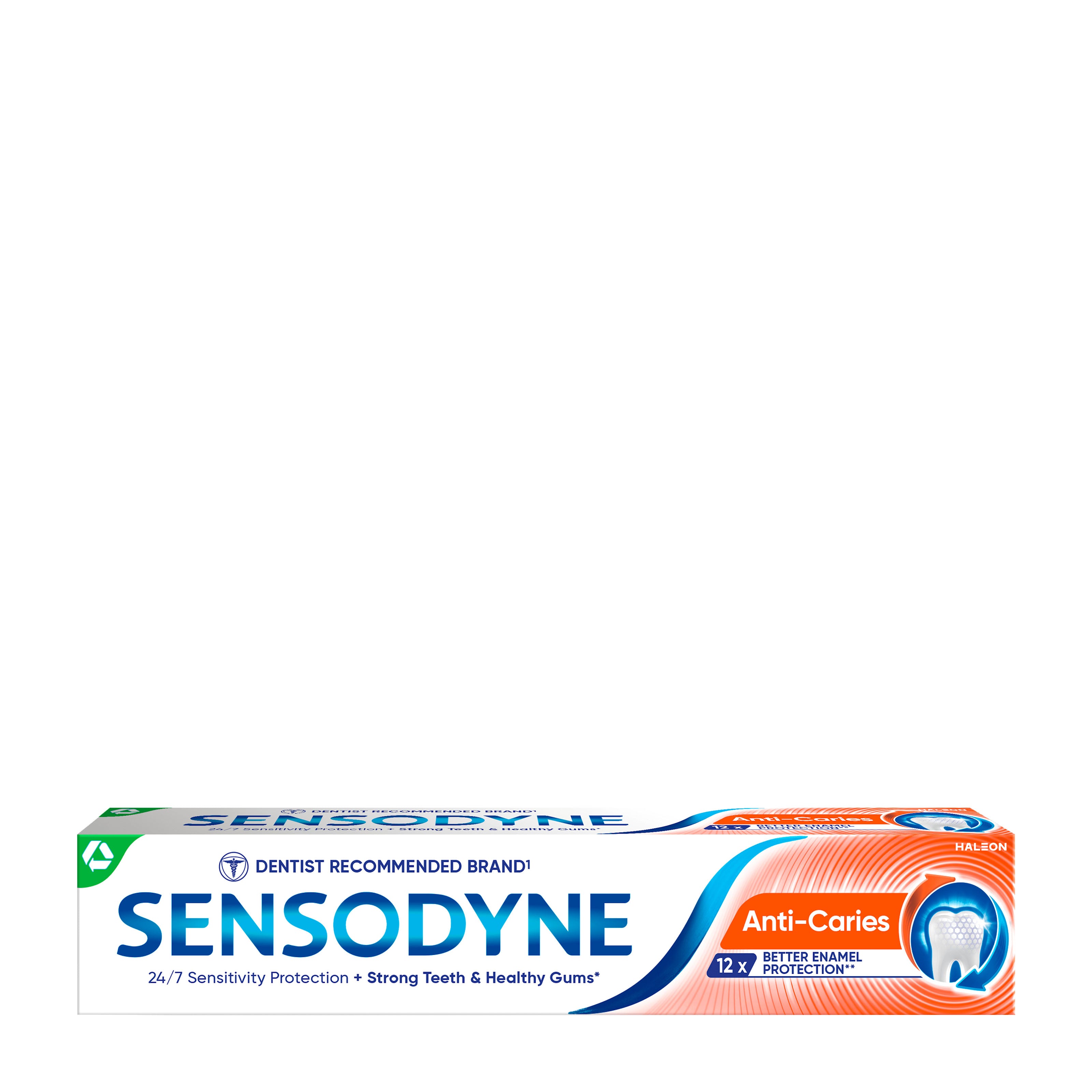 Sensodyne Anti-Caries toothpaste packaging on a white background