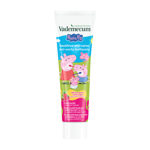 Vademecum Peppa Pig anti-cavity toothpaste tube on a white background