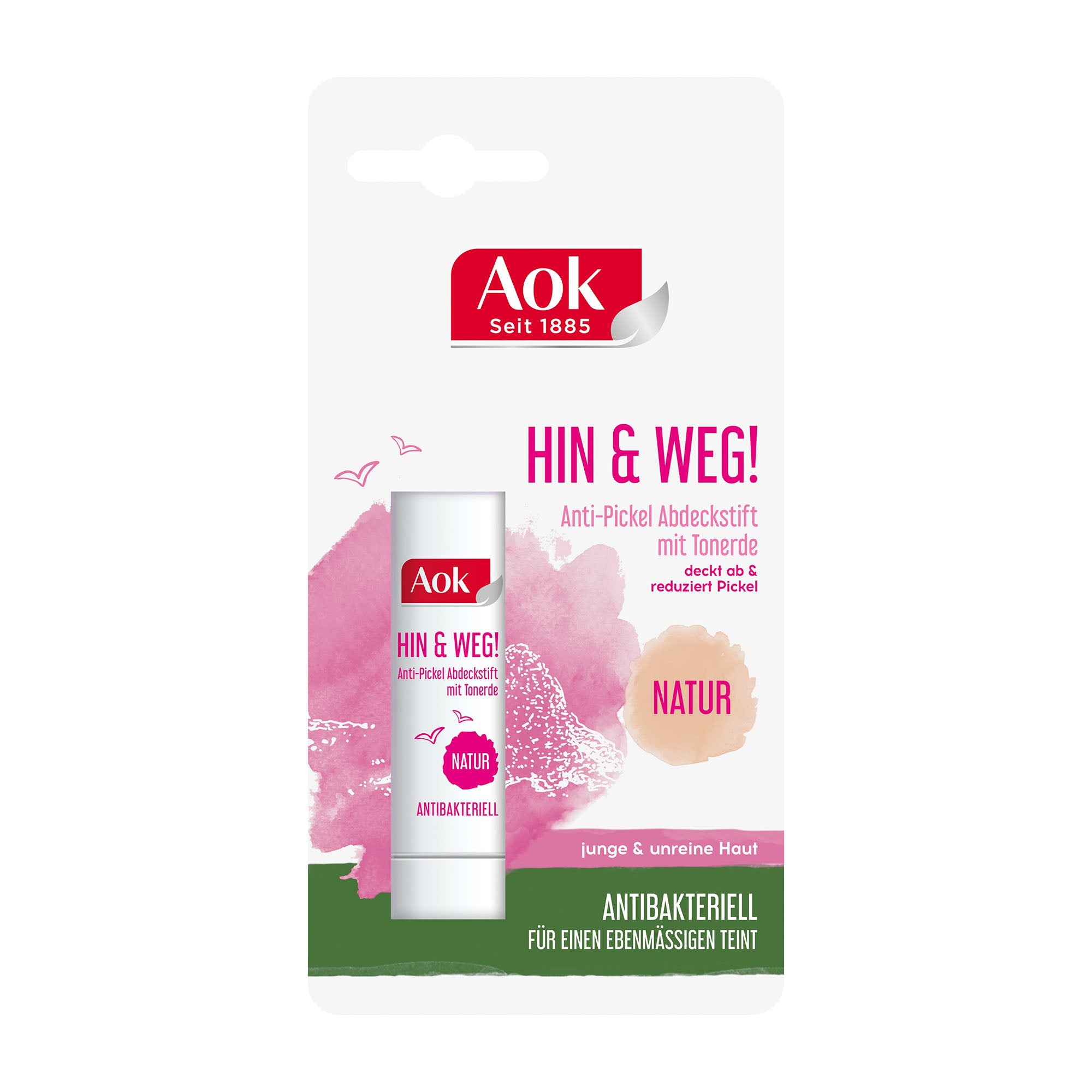Aok Anti Spot Cover Stick with Clay skincare product packaging with a white background