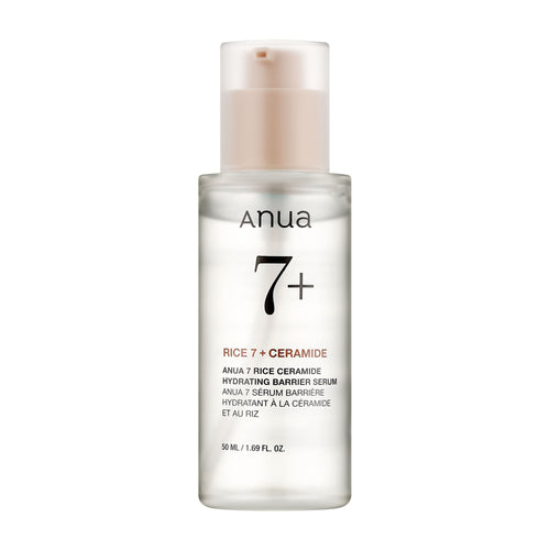 Anua Rice 7 + Ceramide Hydrating Barrier Serum bottle on a white background