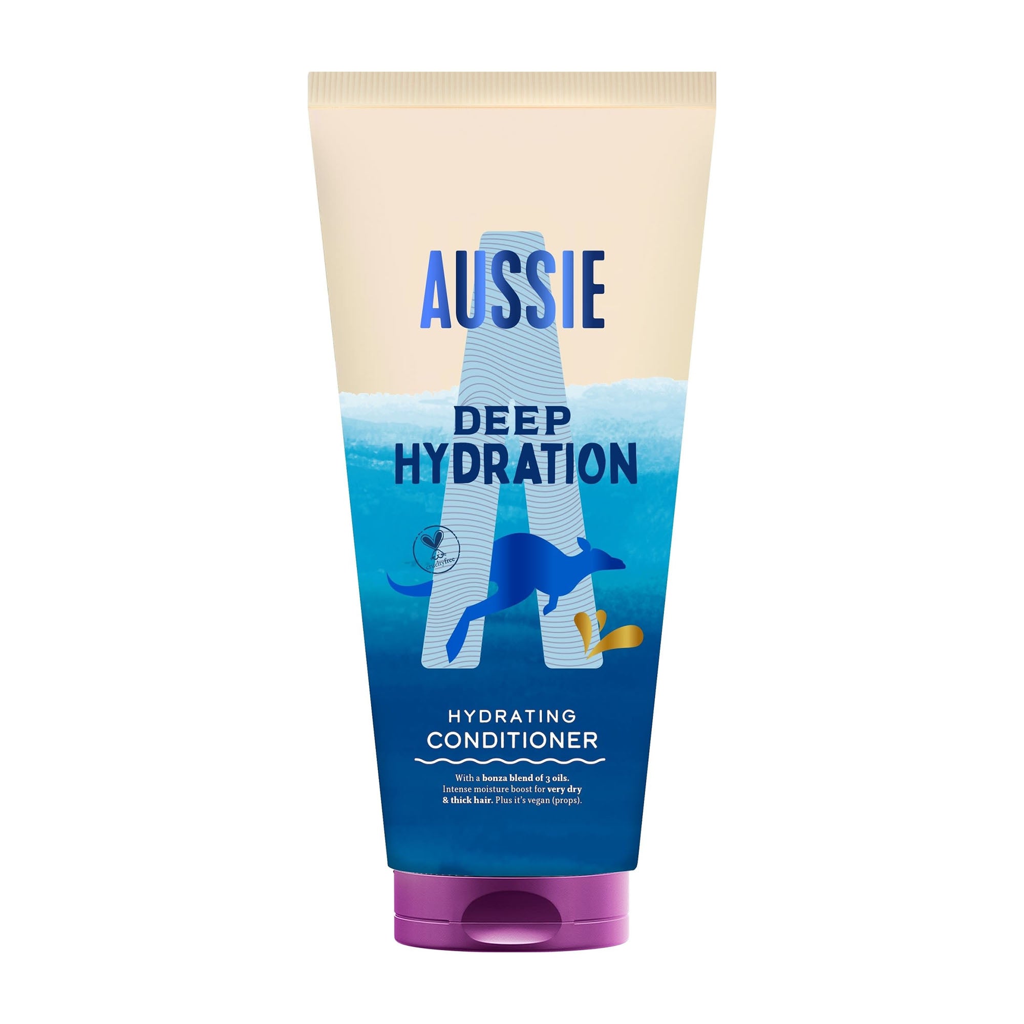 Aussie Deep Hydration conditioner bottle on a white background