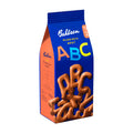 Packaging of Bahlsen Russian Bread ABC alphabet cookies, showing the cookies in the shape of letters and the brand name in bold colors.
