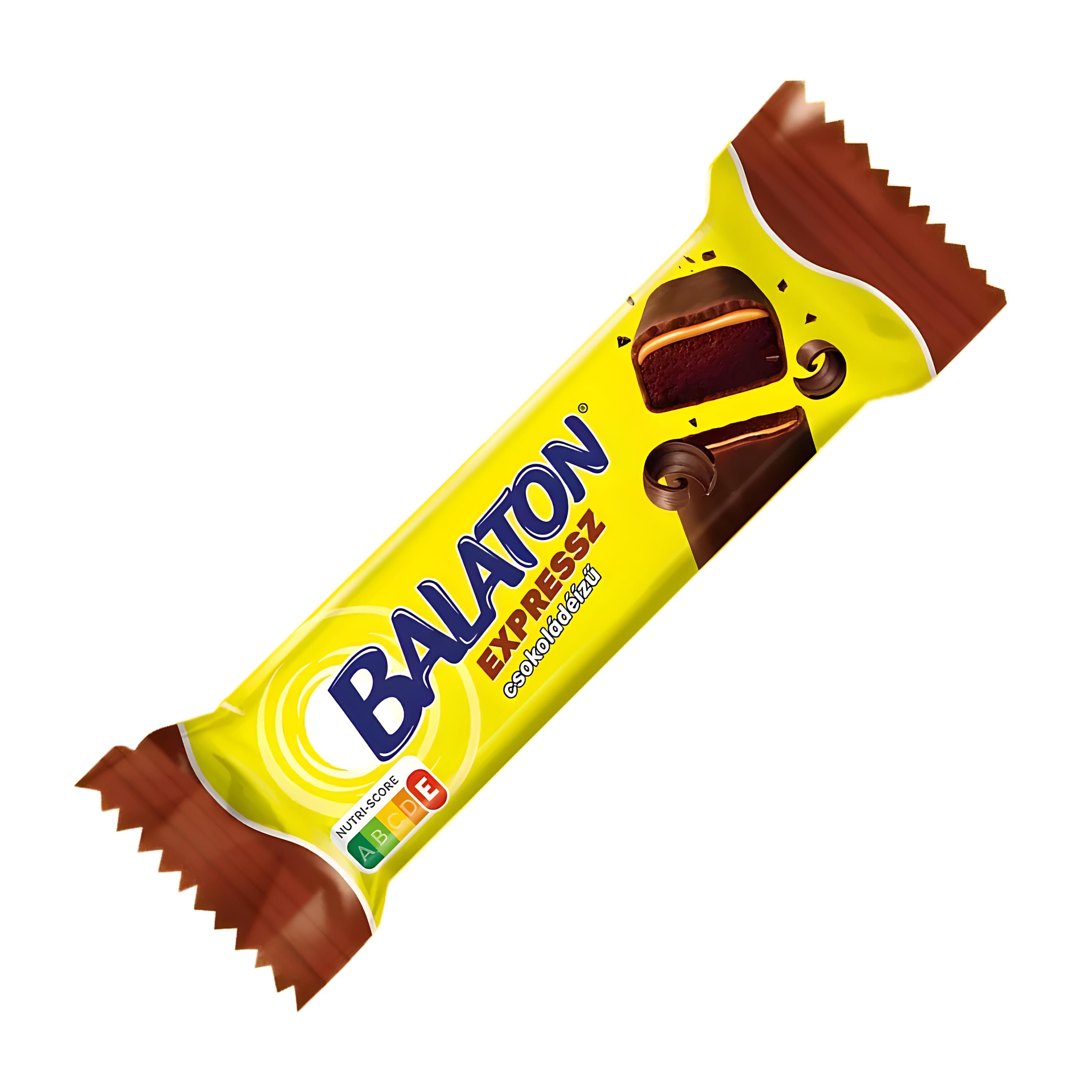 Balaton Express Chocolate flavored bar packaging on a white background.