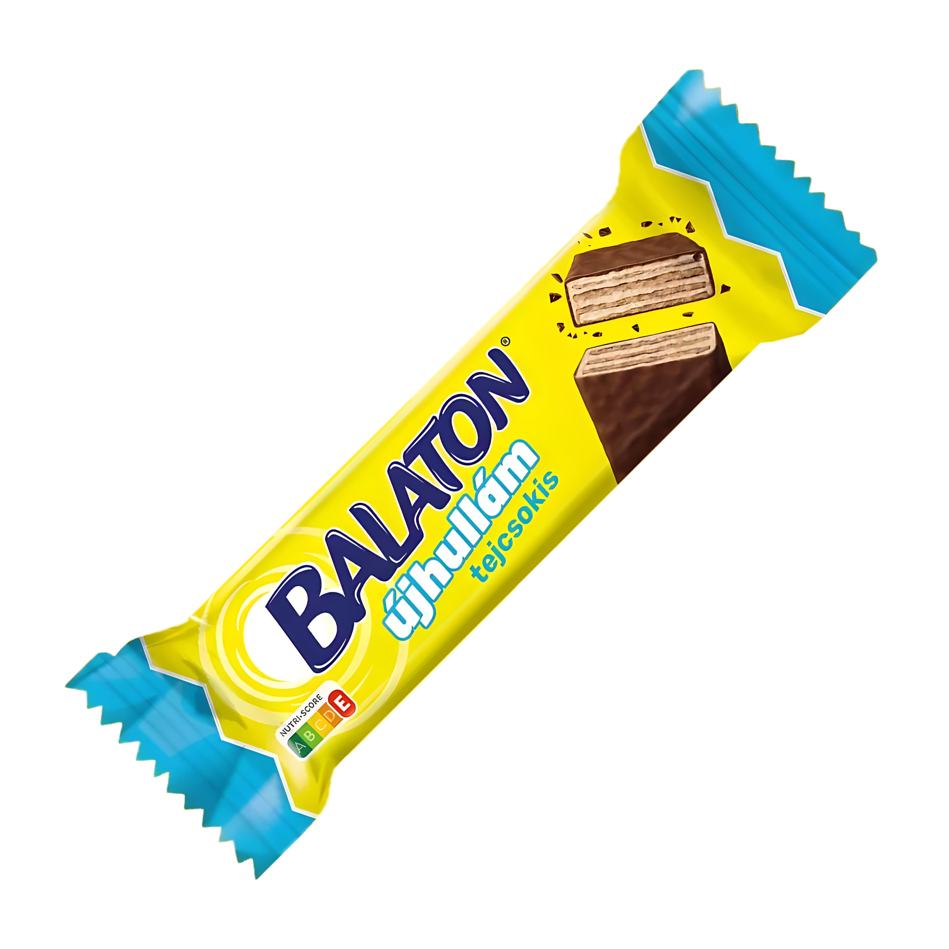 Balaton New Wave Milk Chocolate wafer bar packaging on a white background