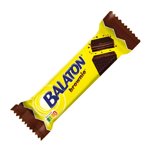 Balaton Brownie wafer bar packaging on a white background