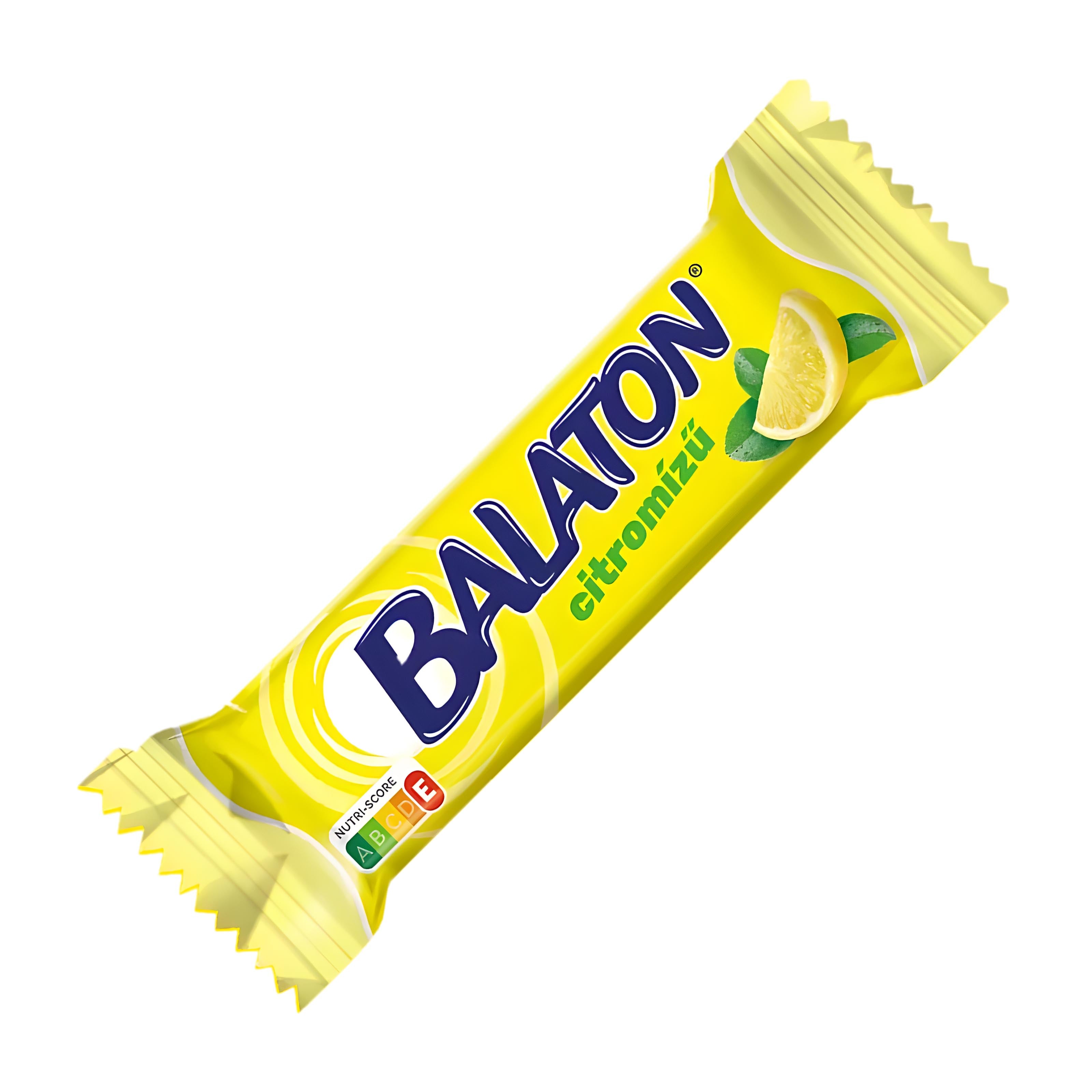 Yellow packaging of Balaton Lemon Wafer Bar on a white background