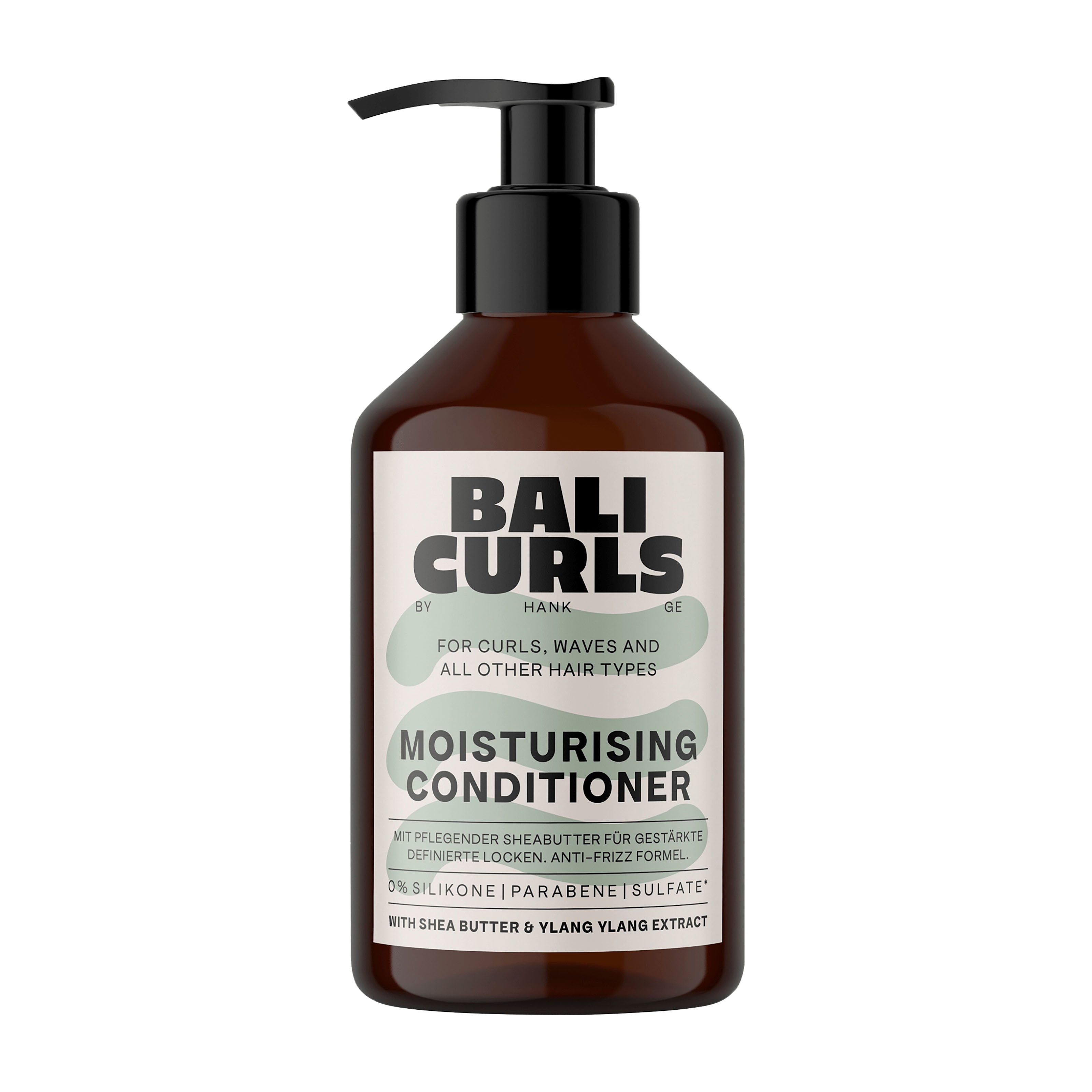 Bali Curls moisturizing conditioner pump bottle on a white background