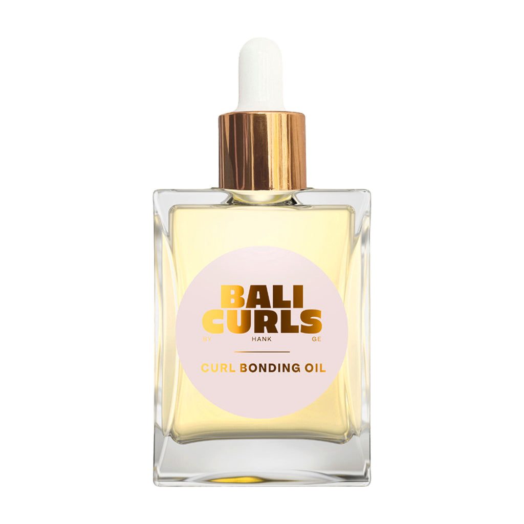 Bottle of Bali Curls curl bonding oil on a white background