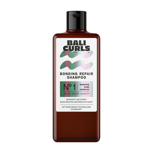 Bali Curls bonding repair shampoo bottle on a white background