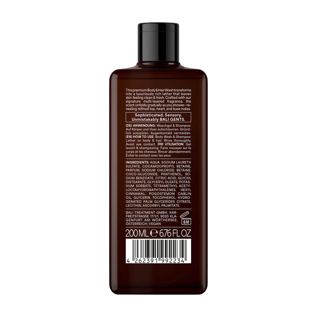 BALI GENTS Gel Douche 2en1 Sandalwood Leather 7, 200 mL