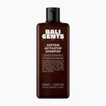A 200 ml bottle of Bali Gents Caffein Activator Shampoo, featuring a dark brown translucent plastic bottle and a black cap, set against a plain white background.
