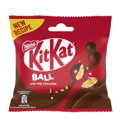 Kit Kat Ball packaging with red and yellow design on a white background