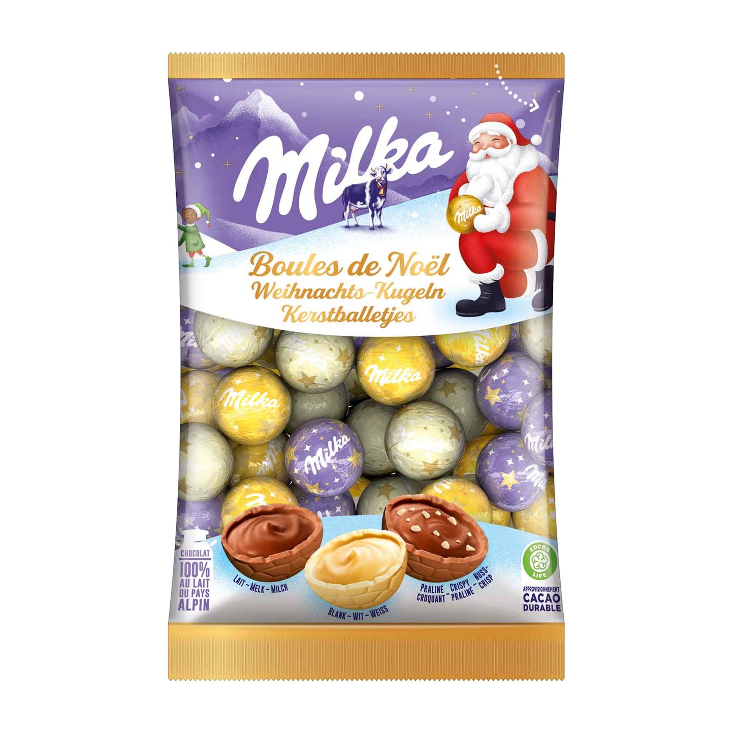 Milka Christmas chocolate balls mix, 350 g