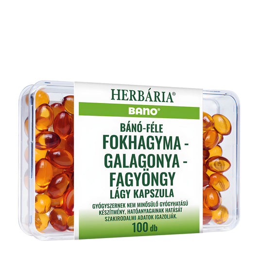 Herbaria Bano Garlic, Hawthorn & Mistletoe soft capsules, 100 Count