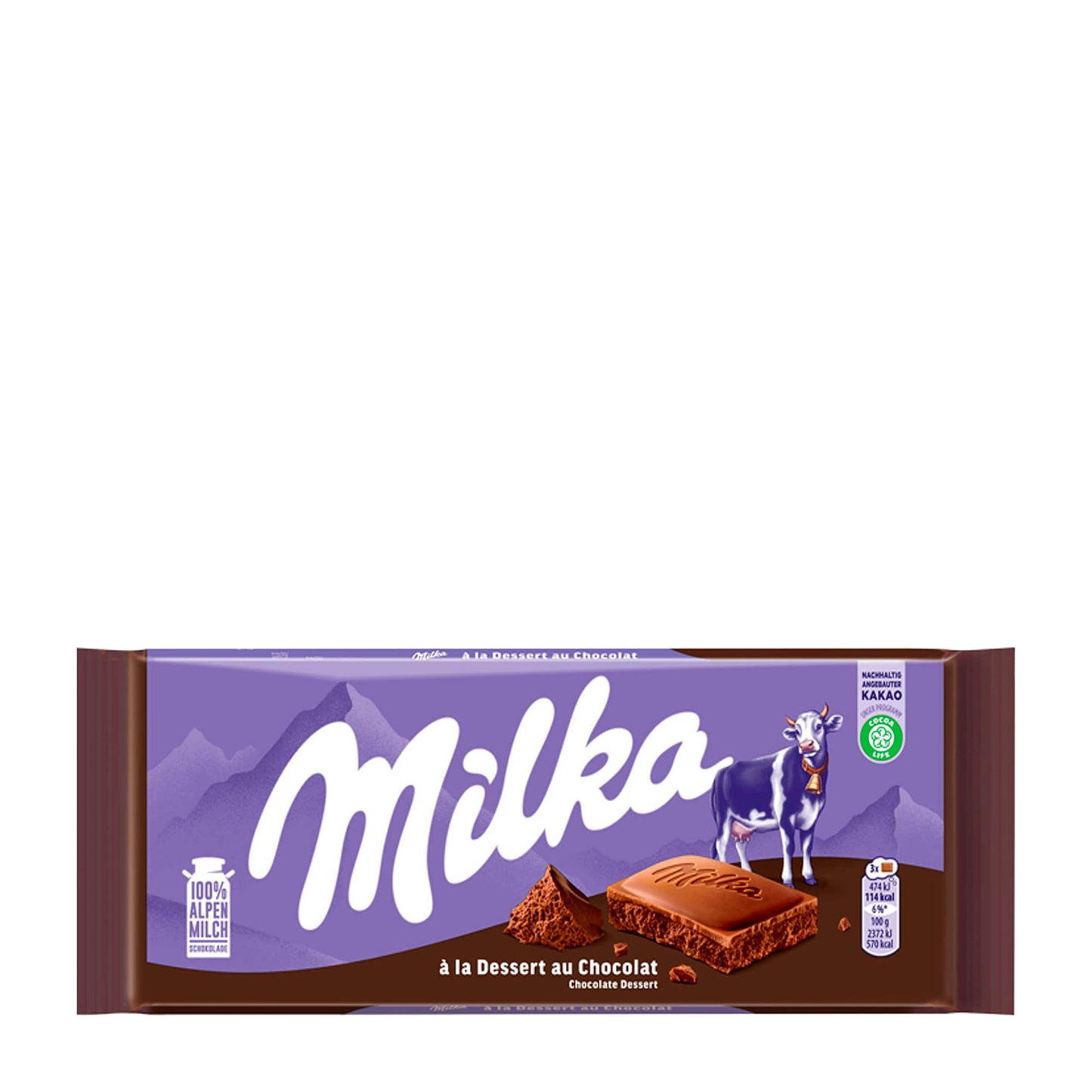 Milka Chocolate Dessert Milk Chocolate Bar, 100 g