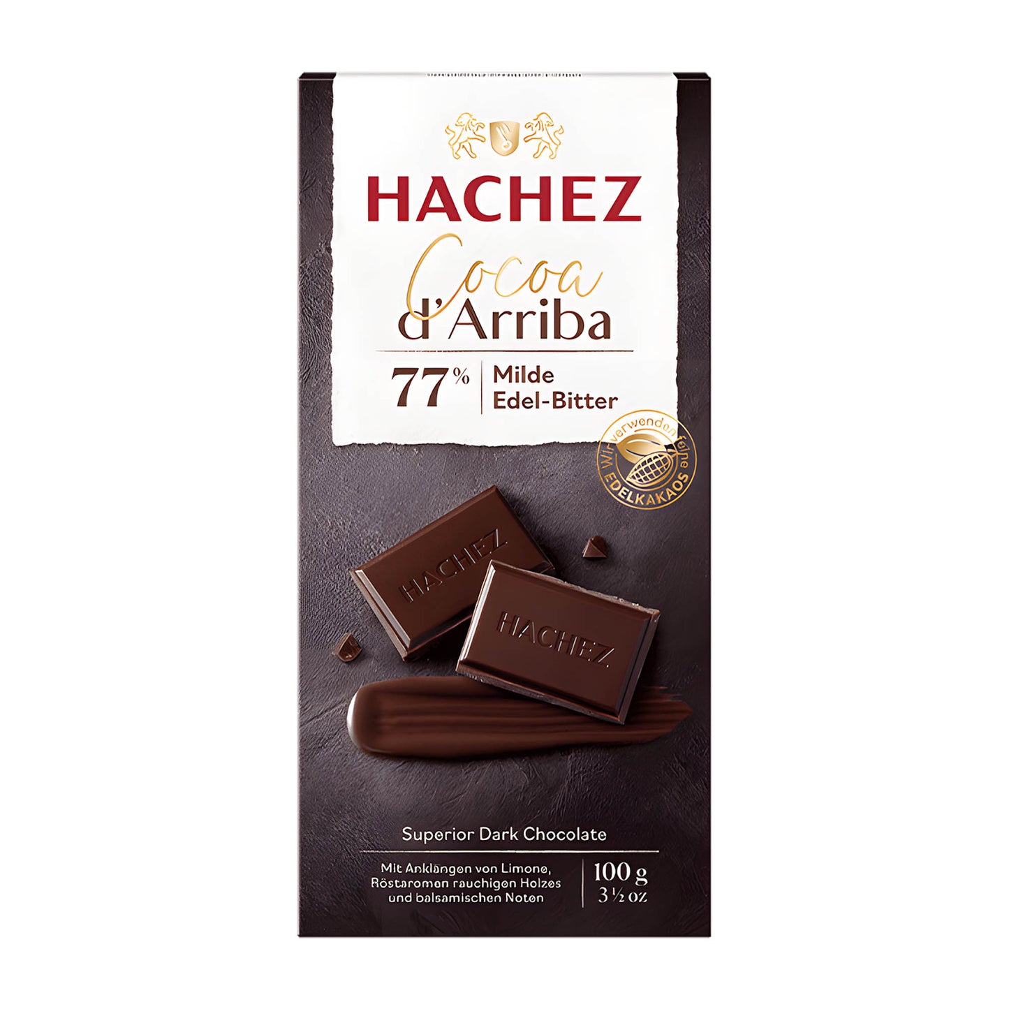 Hachez Cocoa d'Arriba Superior Mild 77 % dunkle Schokoladentafel, 100 g