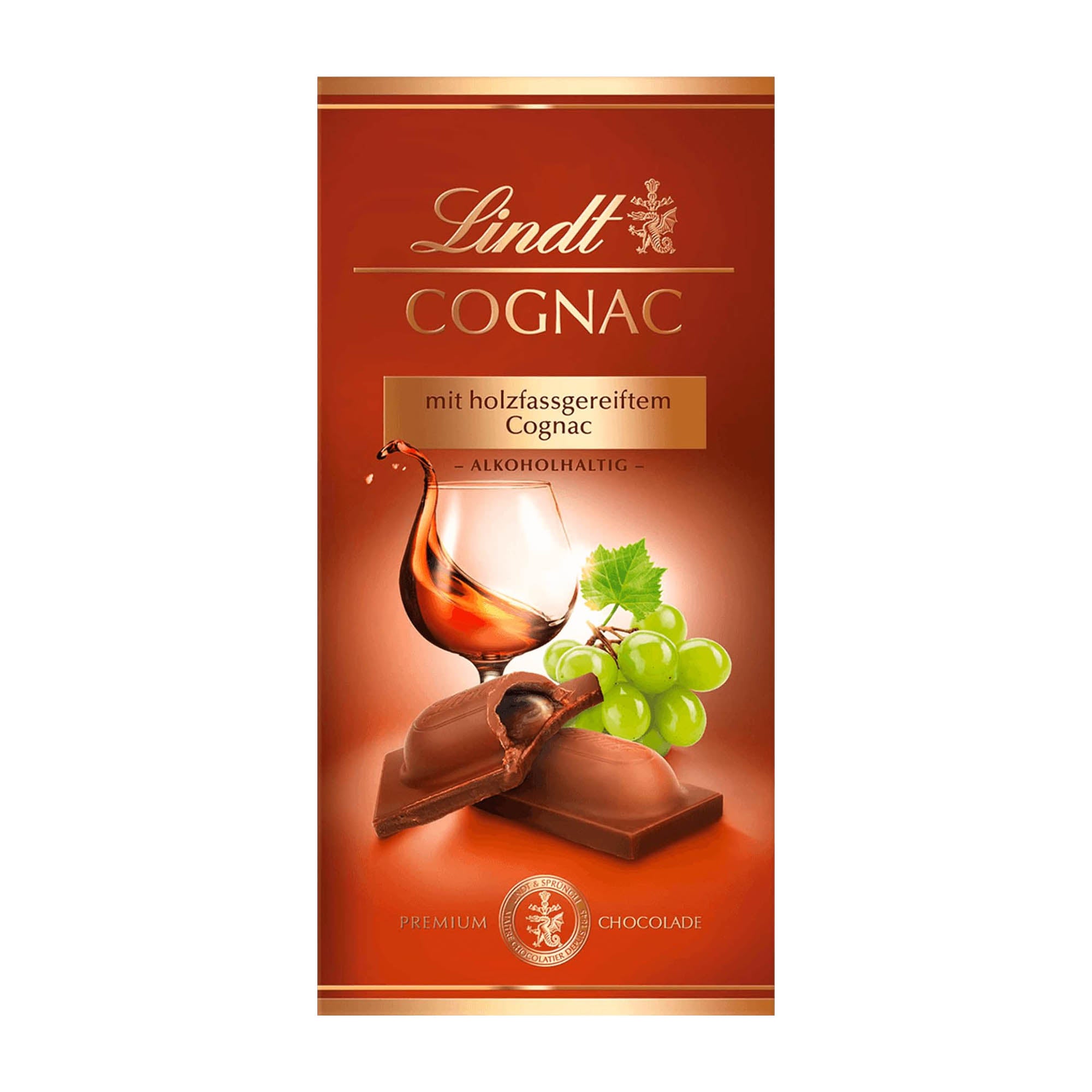 Lindt Premium Cognac milk chocolate bar, 100 g