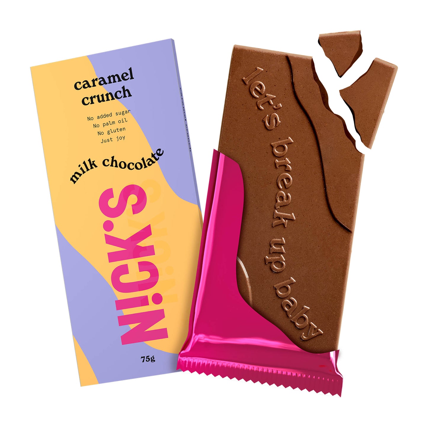 Nick's Caramel Crunch milk chocolate bar, 75 g