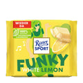 Ritter Sport Funky White Lemon packaging on a white background.