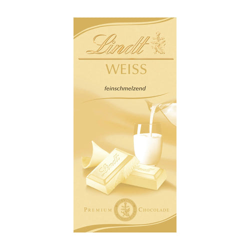 Lindt White chocolate bar packaging on a white background