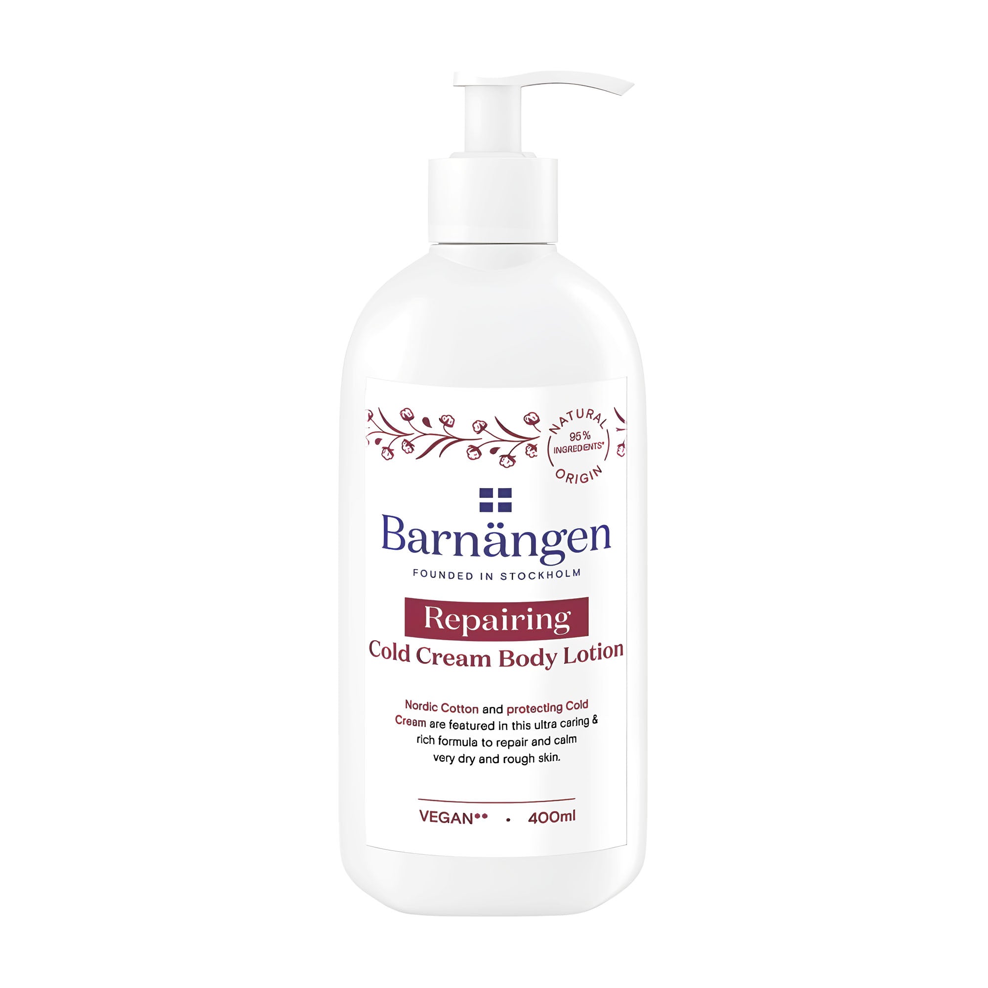 Barnängen repairing cold cream body lotion bottle on a white background