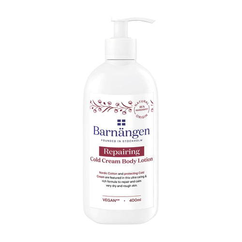 Barnängen repairing cold cream body lotion bottle on a white background