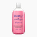 A 400ml bottle of Barnangen Berry Boost Shower & Bath Gel, featuring a translucent pink liquid and a clear cap, set against a plain white background.