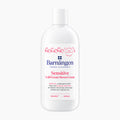A 400ml white plastic bottle of Barnangen Sensitive Cold Cream Shower Cream, featuring a white label with blue and pink text and graphics, set against a plain light gray background.