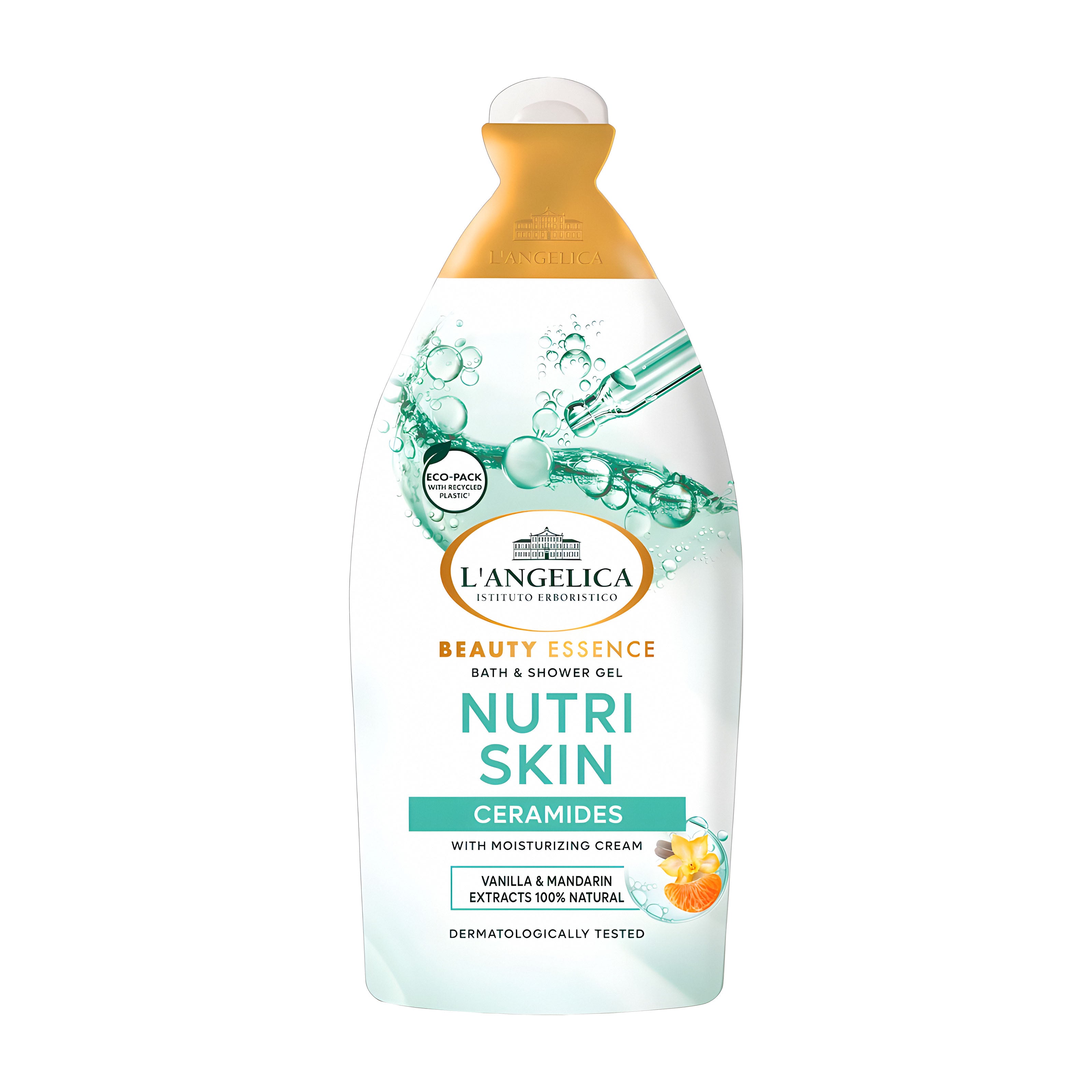L'Angelica Beauty Essence Nutri Skin Ceramides bath & shower gel on a white background